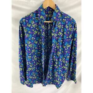 Alan Flusser Mens Tropical Print Button Down Shirt Size Small